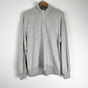 Three Dots Quarter Zip Mockneck Pullover Shirt Top Medium